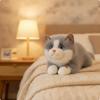 Cuddly Cat with Sound Soft Toy Huggable for Kids, Toddlers, Bedtime, Nursery Decor White