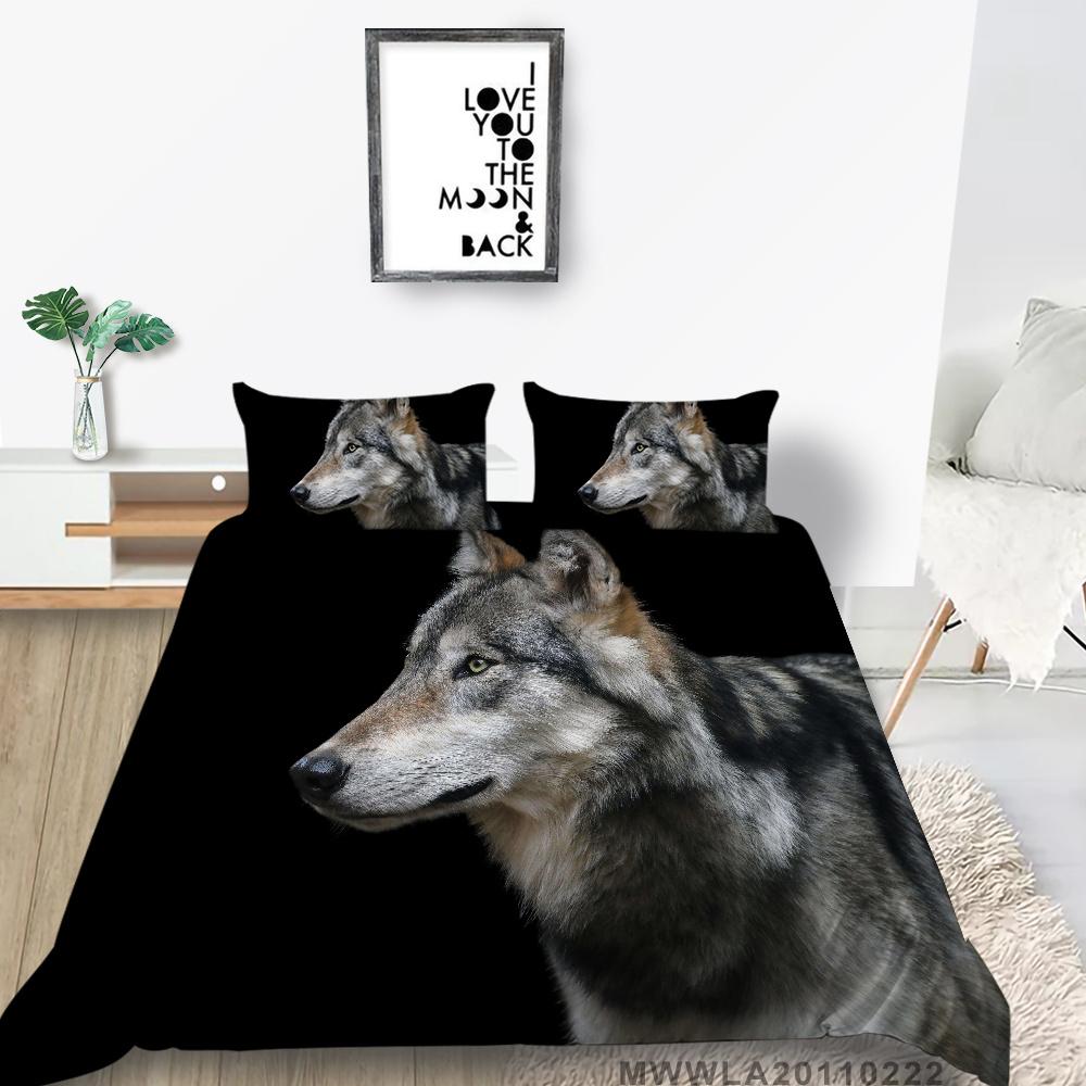 2023 New Style Duvet Cover Set Wolf Pattern Beding Cover Suitsn Polyester Quilt Cover Single Size Bed Set Teens Newly Fashion Bedding Suit