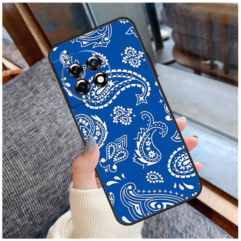 

Blue Bandana Paisley Case For OnePlus 13 15 13R 13T 12 12R 11 9 10 Pro 10T 8T Nord 5 CE 2 3 4 Lite N20 N30 Coque OnePlus Nord 5