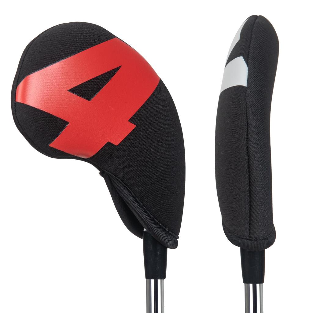 Golf Iron Cover Club Head Cover Set of 10 (4-9,P,A,S,X) Made of Neoprene Stretchy Large Numbers Black Base & Colorful Numbers