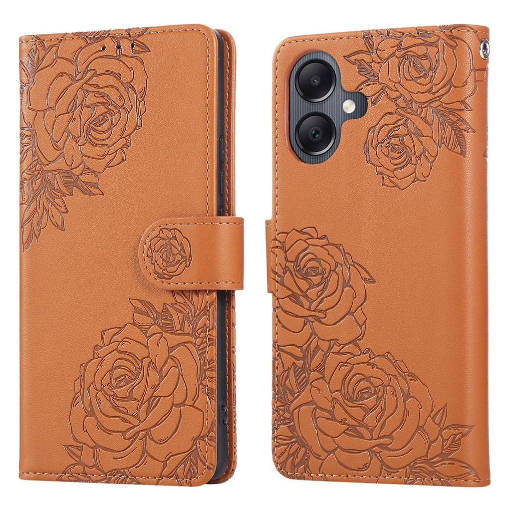 For Samsung Galaxy A06 4G Case Rose Flower PU Leather Wallet Phone Cover with 3 Card Slots