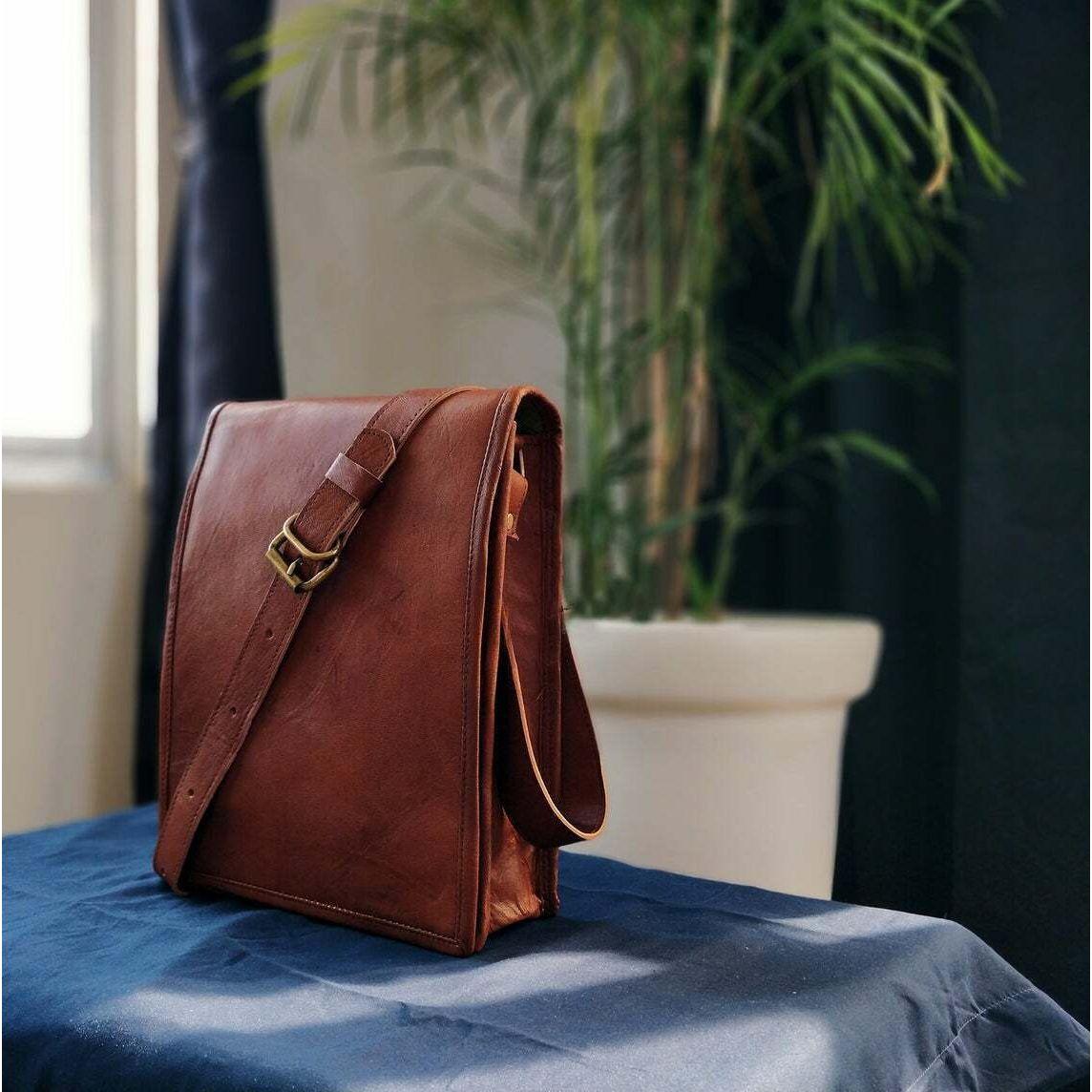 Винтажная сумка через плечо из козьей кожи ручной работы — фото 3