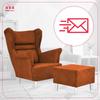 Zoja Wing Chair with Footrest Scandinavian Family Meble Orange Ginger