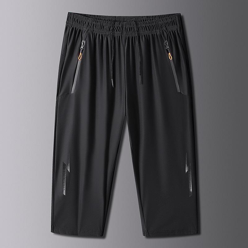 

Летние мужские тонкие быстросохнущие укороченные брюки, удобные спортивные штаны, универсальные прямые повседневные брюки 8XL чёрный