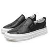 Genuine leather men's board shoes Fashion designers design styles Youth Outdoor Leisure Walk Party men's Slip on shoes Black