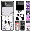 Boykisser Cat Hard PC Phone Case For Samsung Galaxy Z Flip 7 6 5 4 3 Black ZFlip7 ZFlip6 Flip5 Flip4 Flip3 5G Print Cover