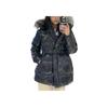 MLB Shiny Large Fur Collar Hooded Waist-Defined Down Jacket Women outerwear Black 3FDJB0326-50BKS