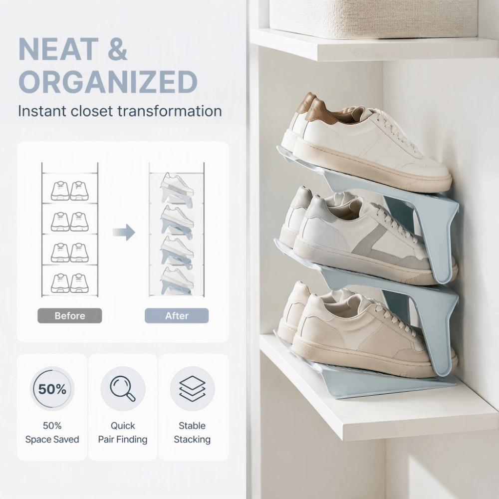 Plastic Shoe Stacker Pink Double Layer Shoe Rack Tidy Orderly Shoe Cabinet Organizer for Dormitory