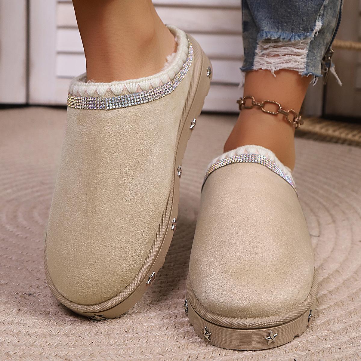 

Модные женские шлепанцы Baotou 2025 Хлопковые шлепанцы на платформе Женские домашние модные зимние туфли Женские домашние повседневные шлепанцы большого размера Женские 36 бежевый