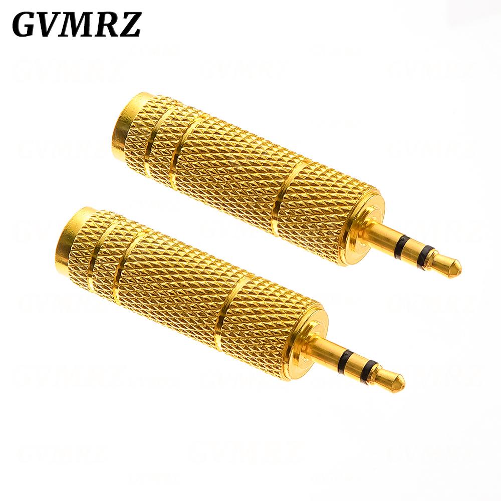 1PCS Gold 6.3mm 1/4" Male Plug To 3.5MM 1/8" Female Jack Stereo Headphone Audio Adapter Home Connectors Adapter Microphone