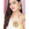 Gold-Plated Handcrafted Artificial Traditional Jewelry Set-Ruby/Kundan Stones & Pearl Beaded Multistrand with Matching Earrings For Women and Girls