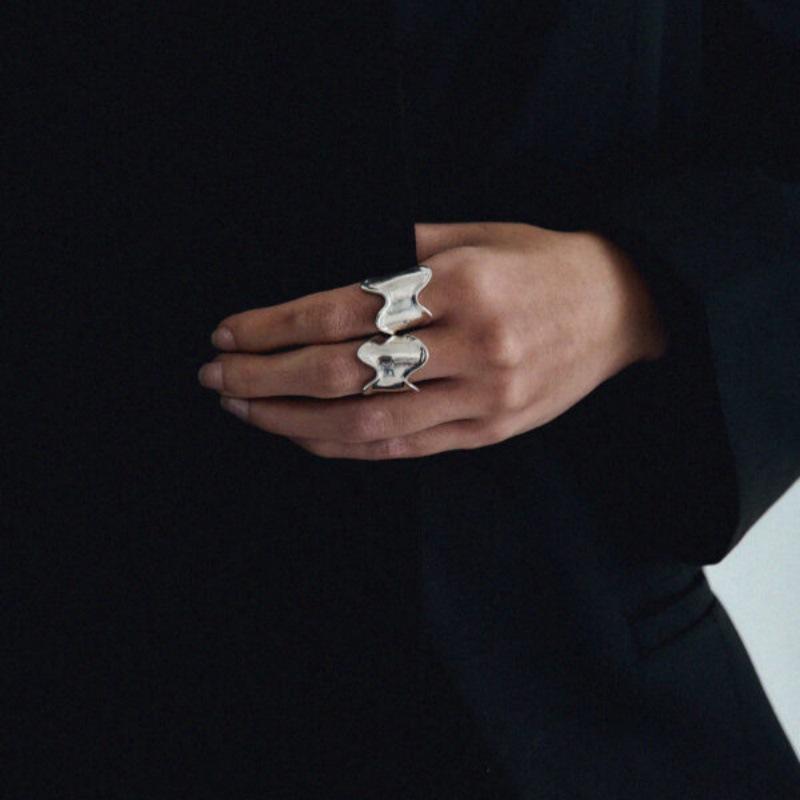 Personalized Glossy Minimalist Irregular Bump Ring Fashion Niche Unique Design Cold Wind Ring