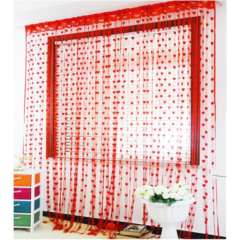 100*200cm Romantic Heart-shaped String Sheer Window Curtain for Living Room Bedroom