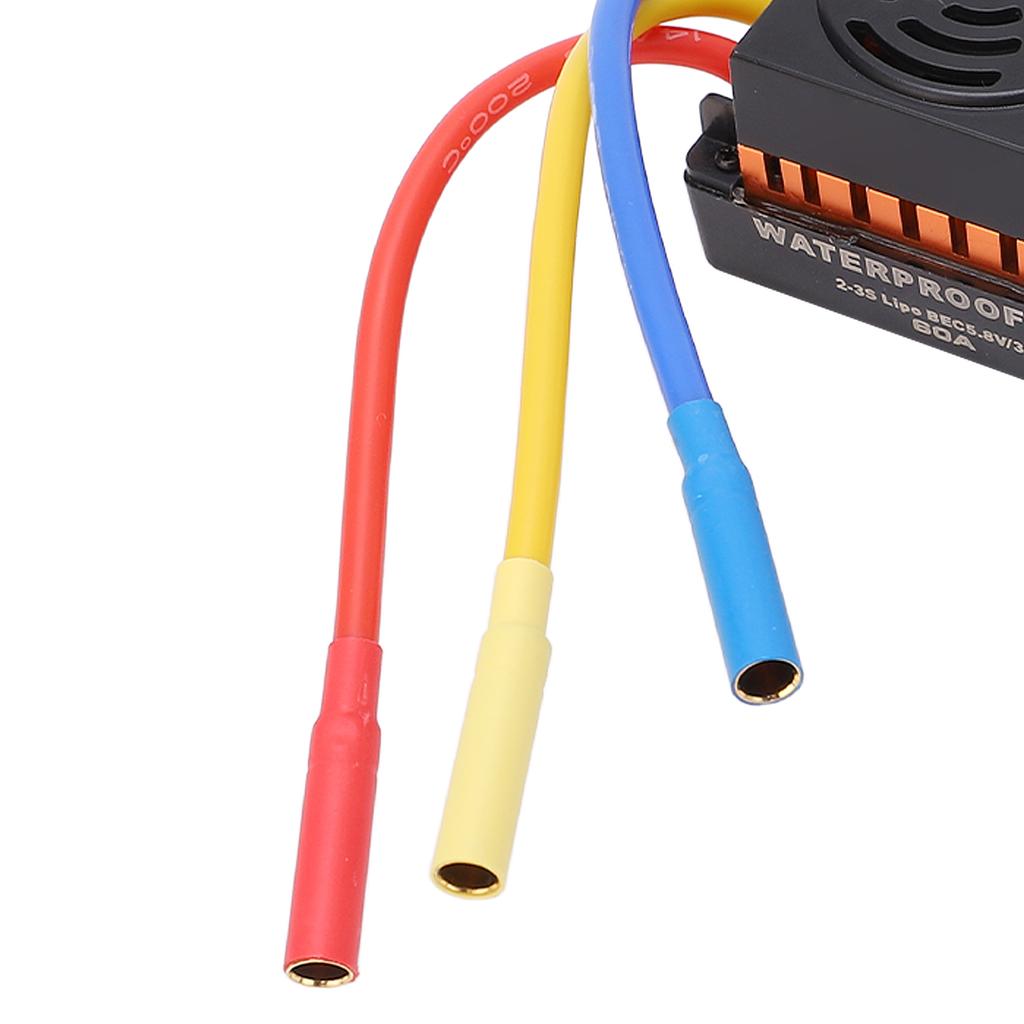 RC Brushless ESC 60A Strong Current Resistance Waterproof Dustproof Brushless ESC for 1/10 1/12 1/16 RC Cars