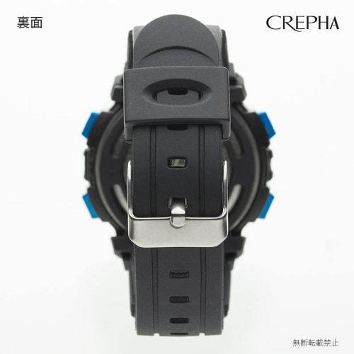 CREPHA Men's Digital Watch, Solar Powered, Rechargeable, Urethane Strap, Black, TE-D052-BL