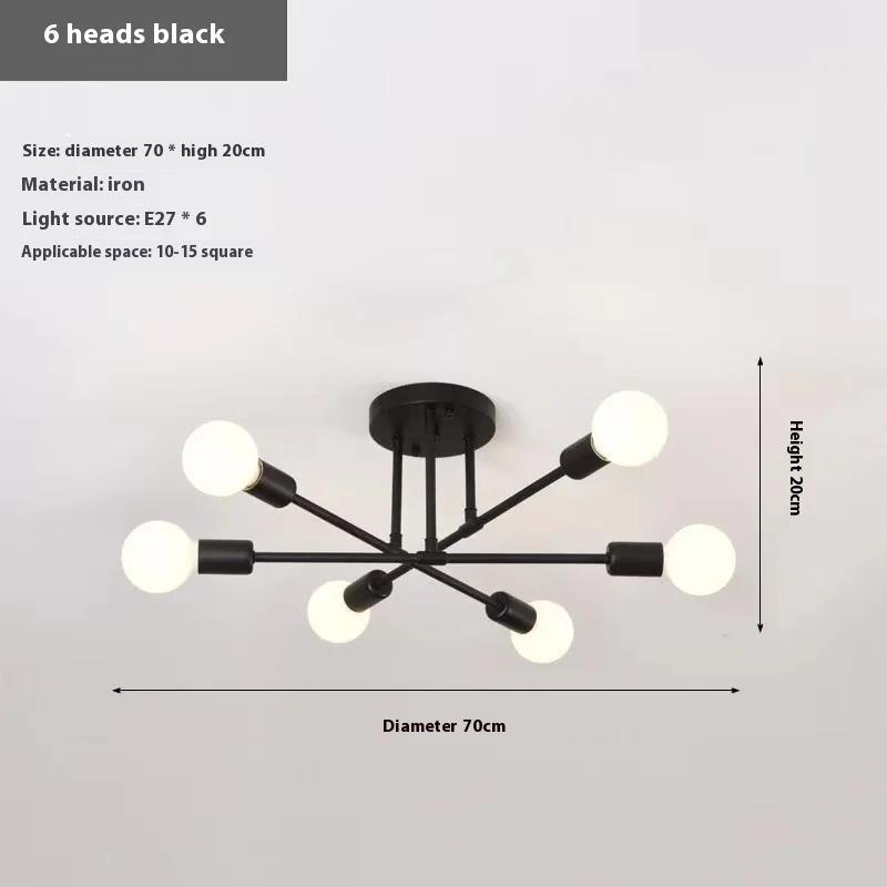 Vintage Ceiling Lamp Pendant Lamp Multiple E27 Lamp Base 6 Heads Black/White/Gold For Living Room Modern Simplicity LED Ceiling