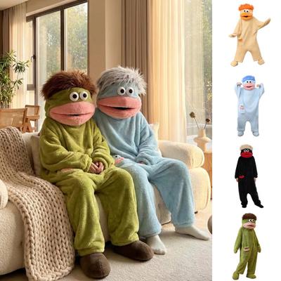 Big Mouth Strampelanzug Lustiger Unisex Kapuzen-Fleece-Schlafanzug Winter Gemütlich Ultra-Weicher Plüsch Einteiler Loungewear