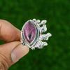 Gift For Her 925 Silver Natural Rhodonite Gemstone Promise Adjustable Ring