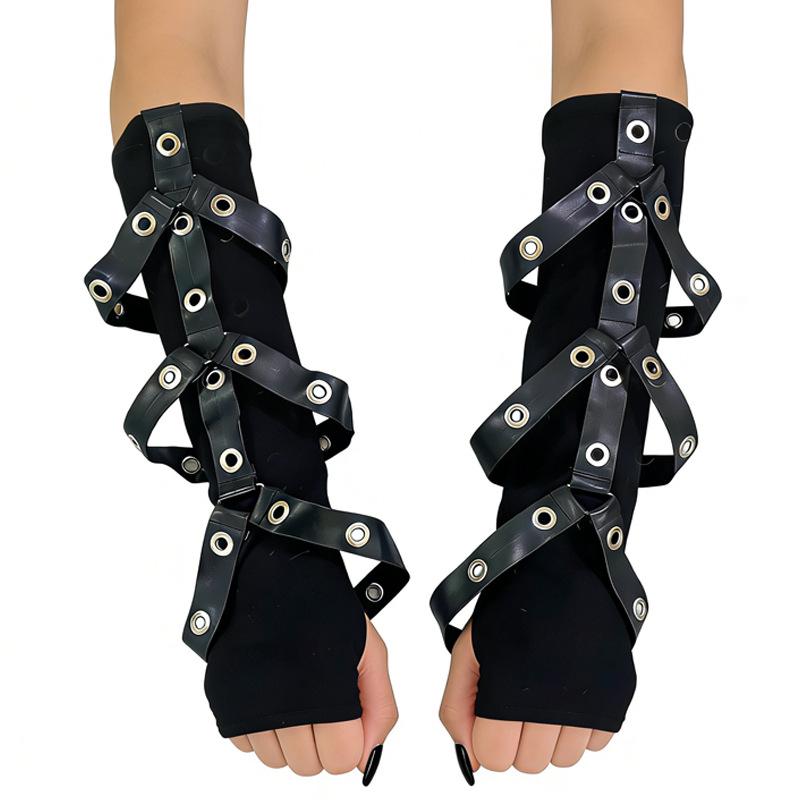 Spicy Girl Dark Style Half-Finger Gloves with Ring-Shaped Arm Sleeves