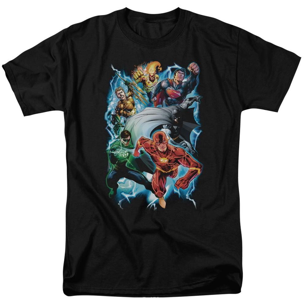 DC Comics - Justice League - Electric Team - Adult Unisex T-Shirt - Black 4XL