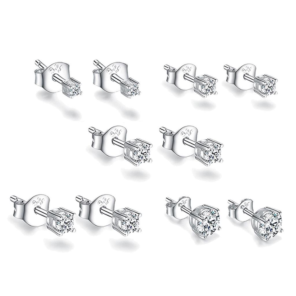 S925 Sterling Silver Four-Prong Solitaire Stud Earrings – Elegant Classic Design for Women