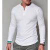 Mens Long Sleeve Henley T Shirt Solid Color Slim Fit Casual