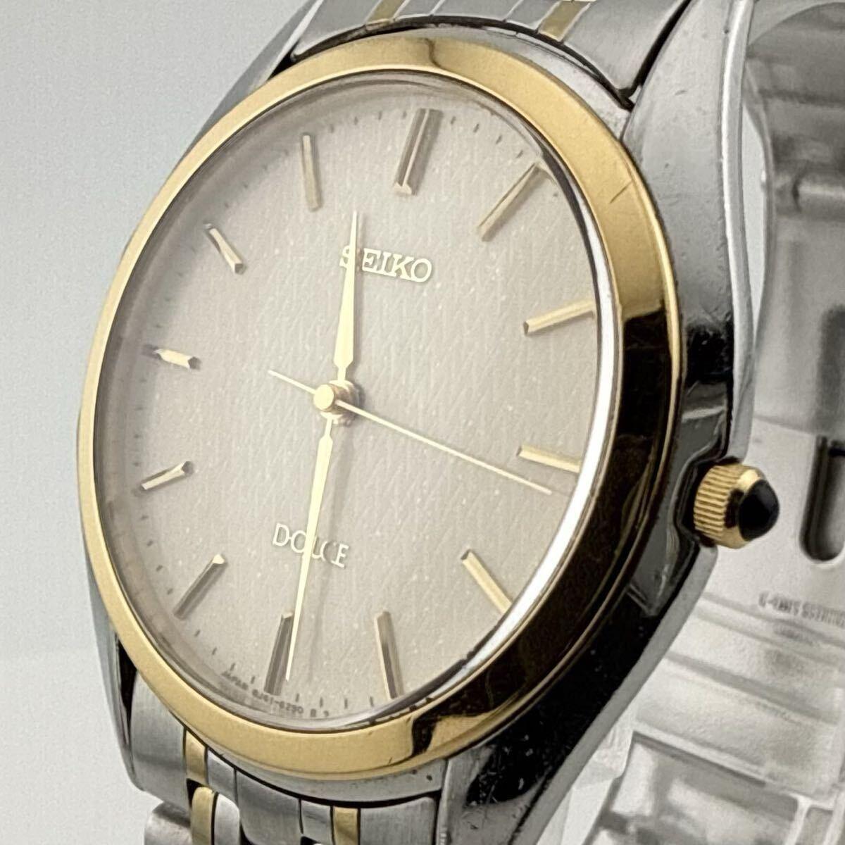 SEIKO DOLCE 8J41-6160 Мужские Часы Кварцевые Рабочие Батарея Заменена Циферблат Поврежден [J415]