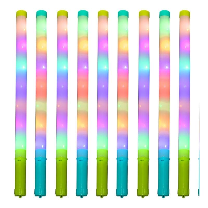10Pcs  Color Changing Glowing LED Sticks Rainbow Colored Lighted Up Sticksfor Birthday Halloween Festival Celebration