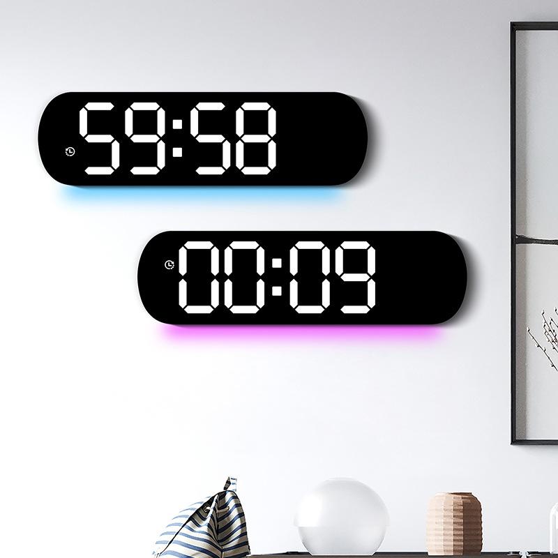 Creative RGB Color-changing Wall Clock Multifunctional LED Large Screen Clock Digital Electronic Clock Living Room Clock 6651R