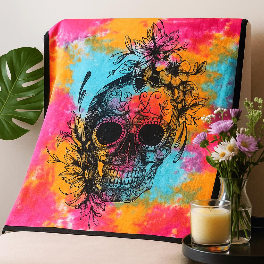 Bedspread Double Cotton Day Of The Dead Skull