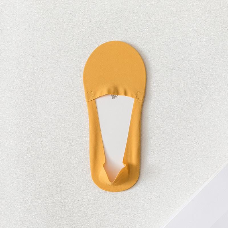 Women's Summer Solid Color Ice Silk Shallow Mouth Invisible Non Slip Cotton Bottom Boat Socks