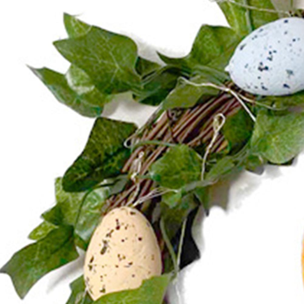 7.8 Inch Easter Egg Wreath LED Light Spring Wreath Decorative Colored Egg Rattan Leaf Wreath Battery Operated for Farmhouse
