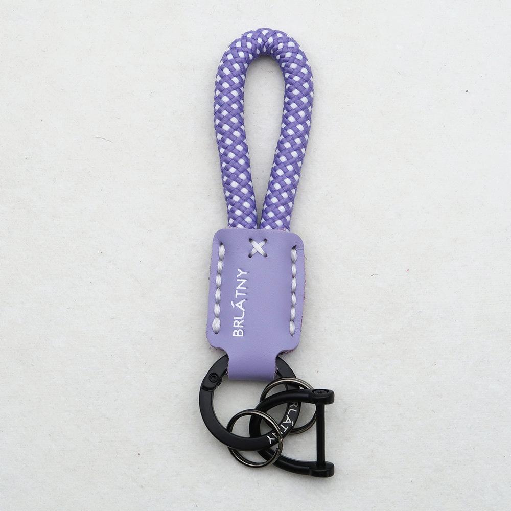 Hand-Woven Cowhide Leather Keychain Pendant with Logo Embossing - High-Quality Anti-Lost Car Lanyard