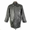 DURANTE Genuine Leather Padded Coat with Hidden Buttons/Men’s Size M/Black/Cowhide, Side Pockets