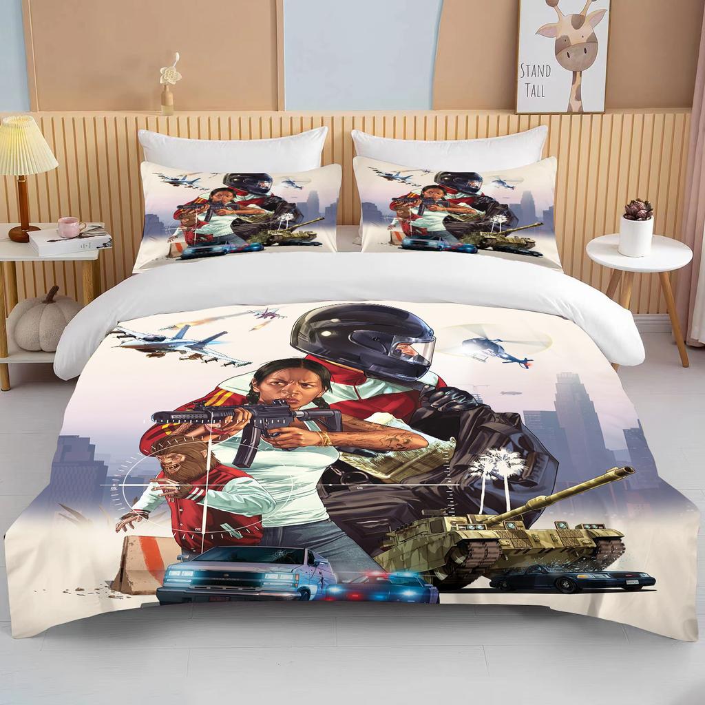 10 Größen 3D Spiel GTA V Bettwäsche-Set Cartoon Bettbezüge Grand Theft Auto Bettwäsche Bettzeug mit Kissenbezug Dropshipping