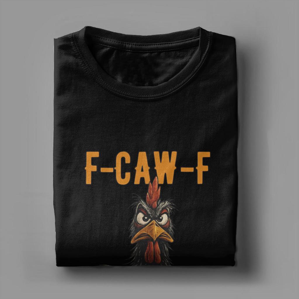 Funny F-Caw-F Black Angry Chicken Meme Cotton T Shirt For Men Summer Streetwear T Shirts O-Neck Harajuku Tee Shirt Big Size Tops