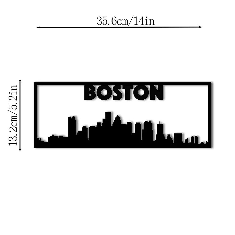 

Металлическое настенное искусство с изображением горизонта Бостона – элегантный акцент домашнего декора, потрясающий ландшафтный дизайн, идеально подходит для гостиной бежевый