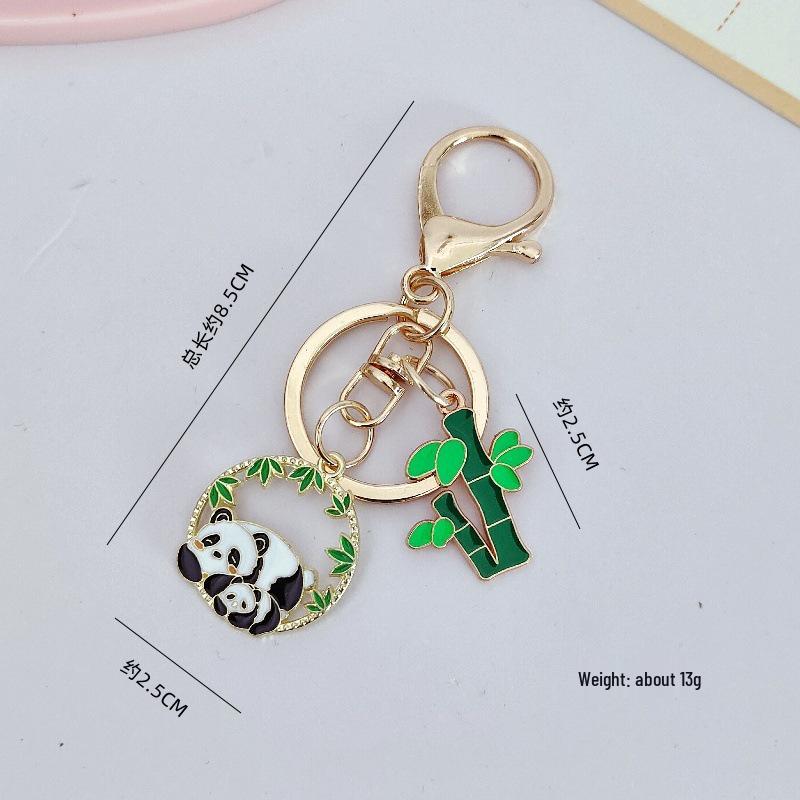 Cartoon Panda Bamboo Keychain Pendant - Cute School Bag Accessory and Creative Gift for Students