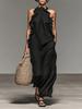 European Resort Ruffle Halter Sleeveless Long Summer Dress - Women's Slimming Style