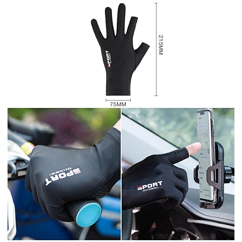 Ledově hedvábné cyklistické rukavice s polovičními prsty pro muže a ženy, pro outdoorové sporty, fitness, řízení, rybaření, vysoce elastické, pohodlné