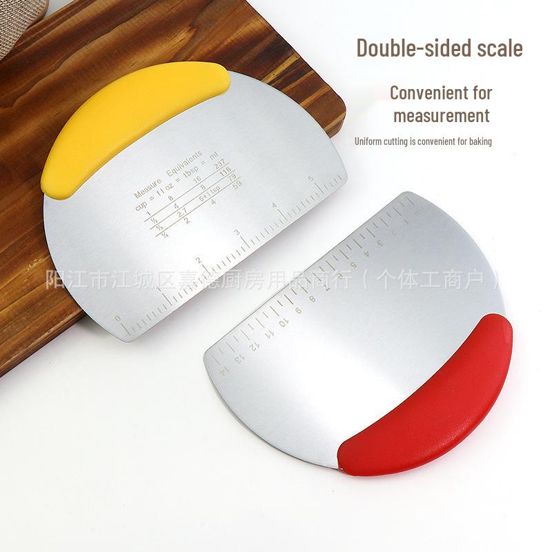 Stainless Steel Half-Round Dough Cutter and Scraper with Scale for Baking