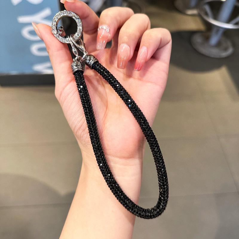 Short Fashion Rhinestone Mobile Phone Lanyard, Anti‑Lost Portable Wrist Rope High‑End Shiny Diamond Phone Case Pendant