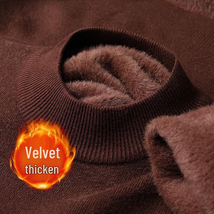 Men's Winter Velvet Pullover Sweater - Anti-Cold, Thick, Half-High Collar, Luxurious, Warm to -15°C