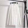 Fusta din bumbac pentru femei, vară, stil preppy, ocazional, elegant, cu buzunar, elastic, talie înaltă, fuste midi, linie A