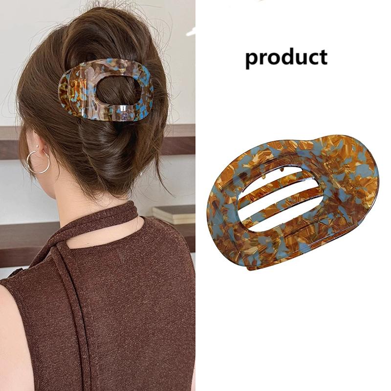Amber Flat Oval Acetic Acid Hair Clips for Women Korean Large High-End Spring Duckbill Clip Hair Volume Multiple Accessory