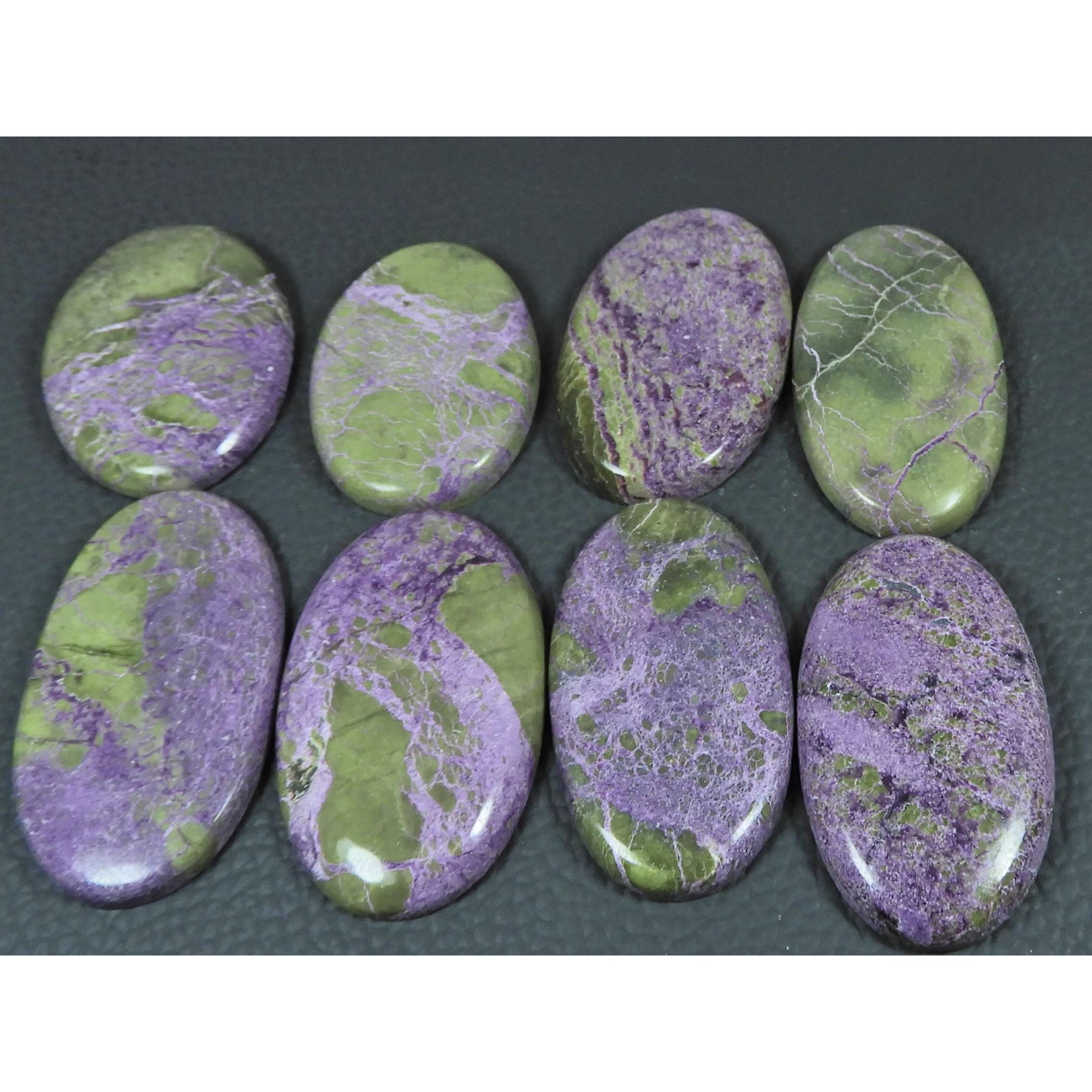 08Pcs Natural Stichtite Oval Shape Cabochon Loose Gemstone 336Cts. Lot C-2972