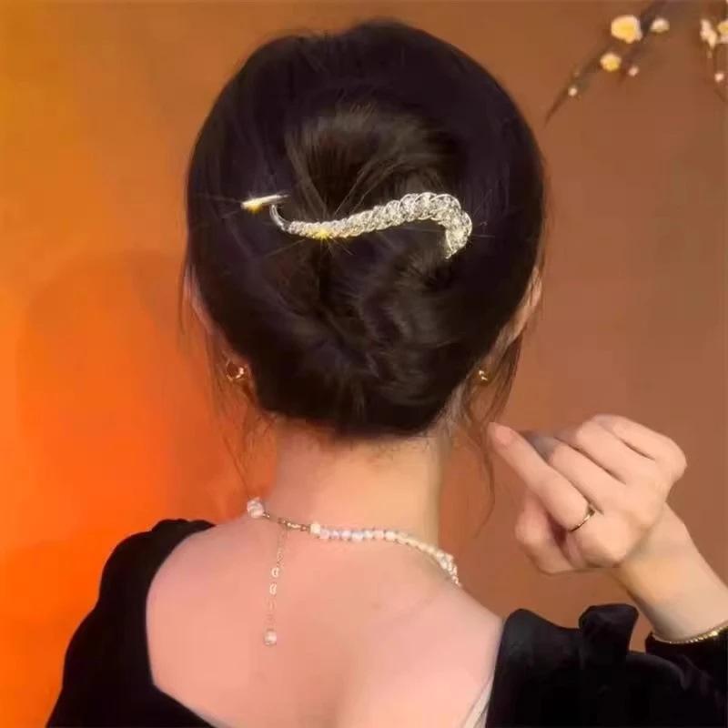 Elegante Retro Pfau Haarnadel Blume Duttspange für Frauen