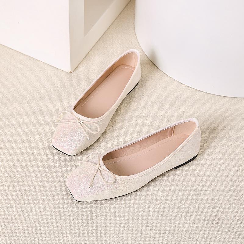 Women's Square Toe Ballet Flats Slip-On Dressy Shoes Business Casual Comfortable Foldable Work Loafers for Women Walking Flat Shoes Ballerina Flats