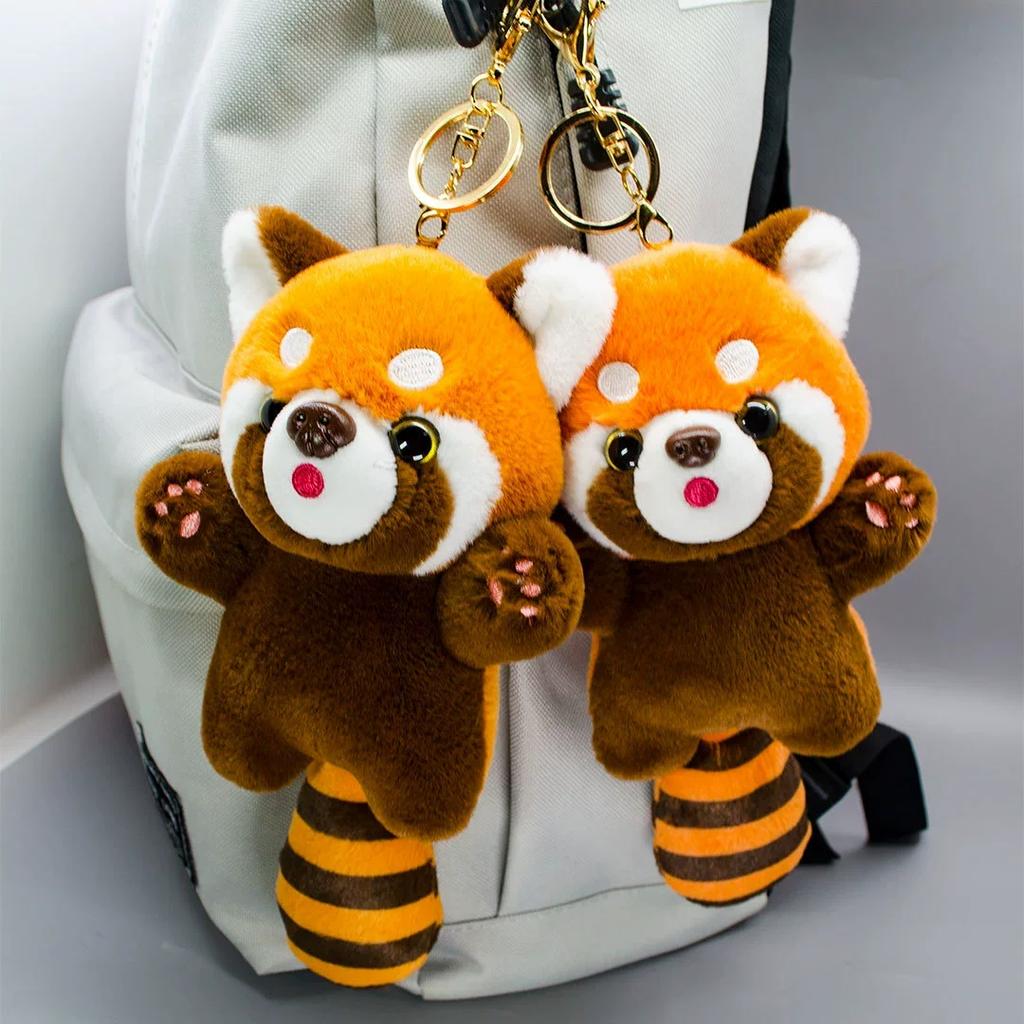 Non-Toxic Cute Cartoon Red Panda Plush Toy Pendant Little Raccoon Doll Keychain Doll Playground Doll