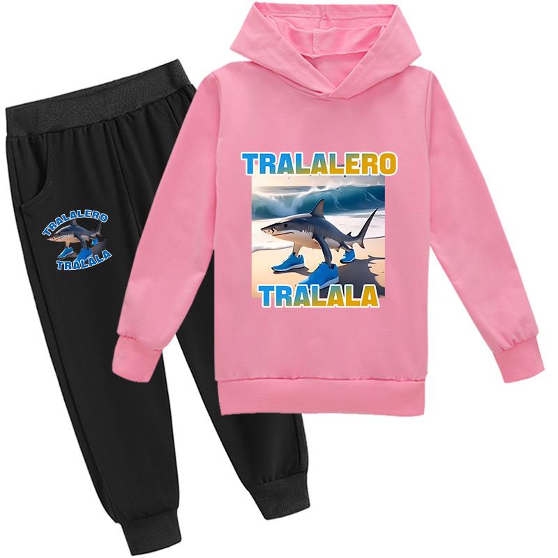 Tralalero Tralala Divertido Shark Meme Kids Clothes Hoodie+Pants 2pcs Set Toddler Boys Girls Tracksuit Children Outfits